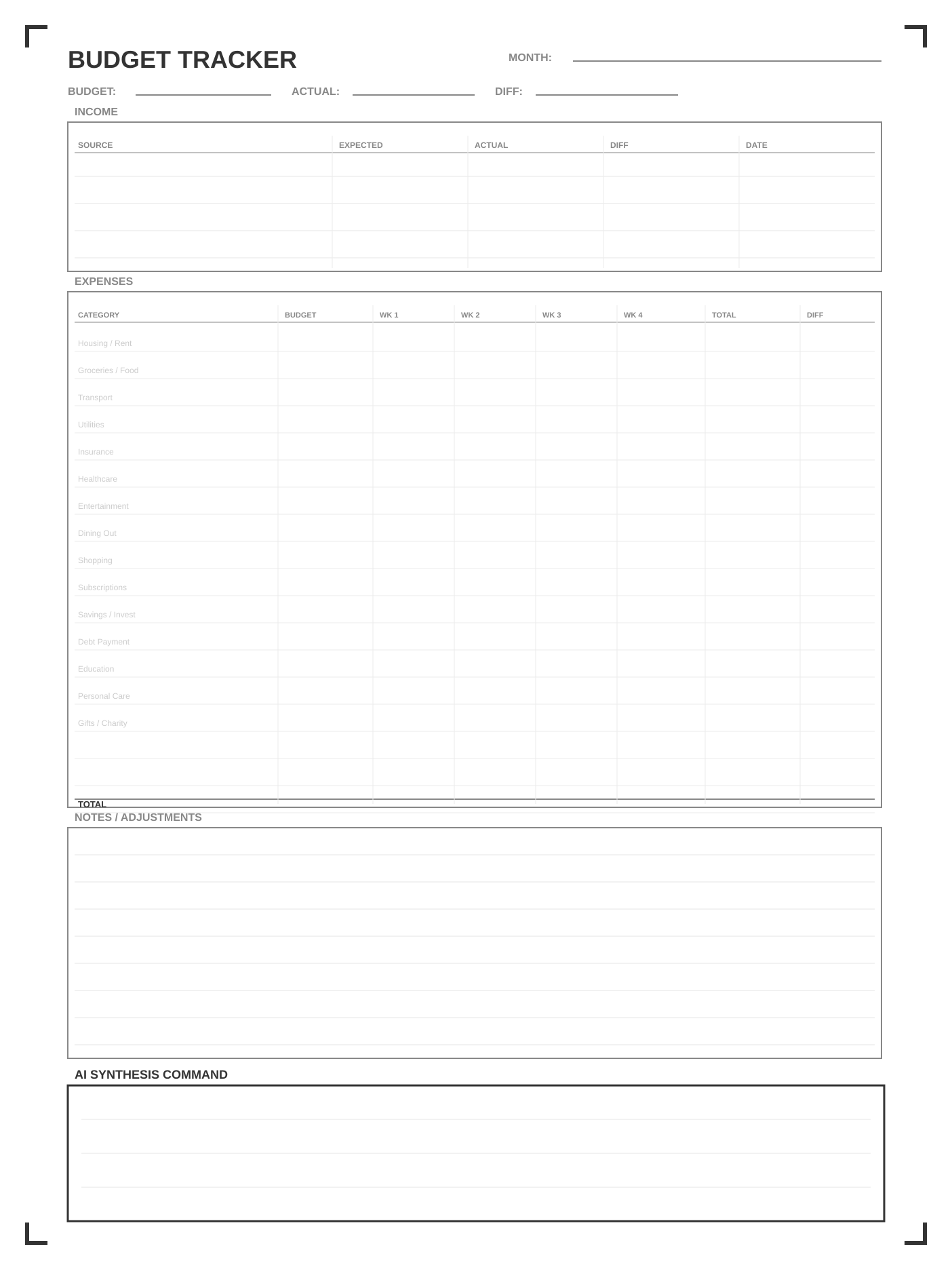 Budget Tracker template