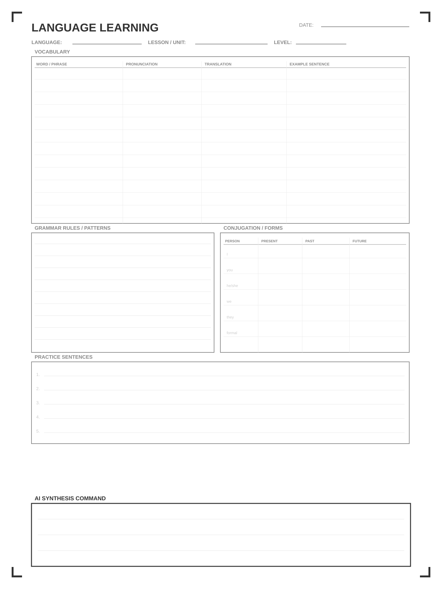 Language Learning template