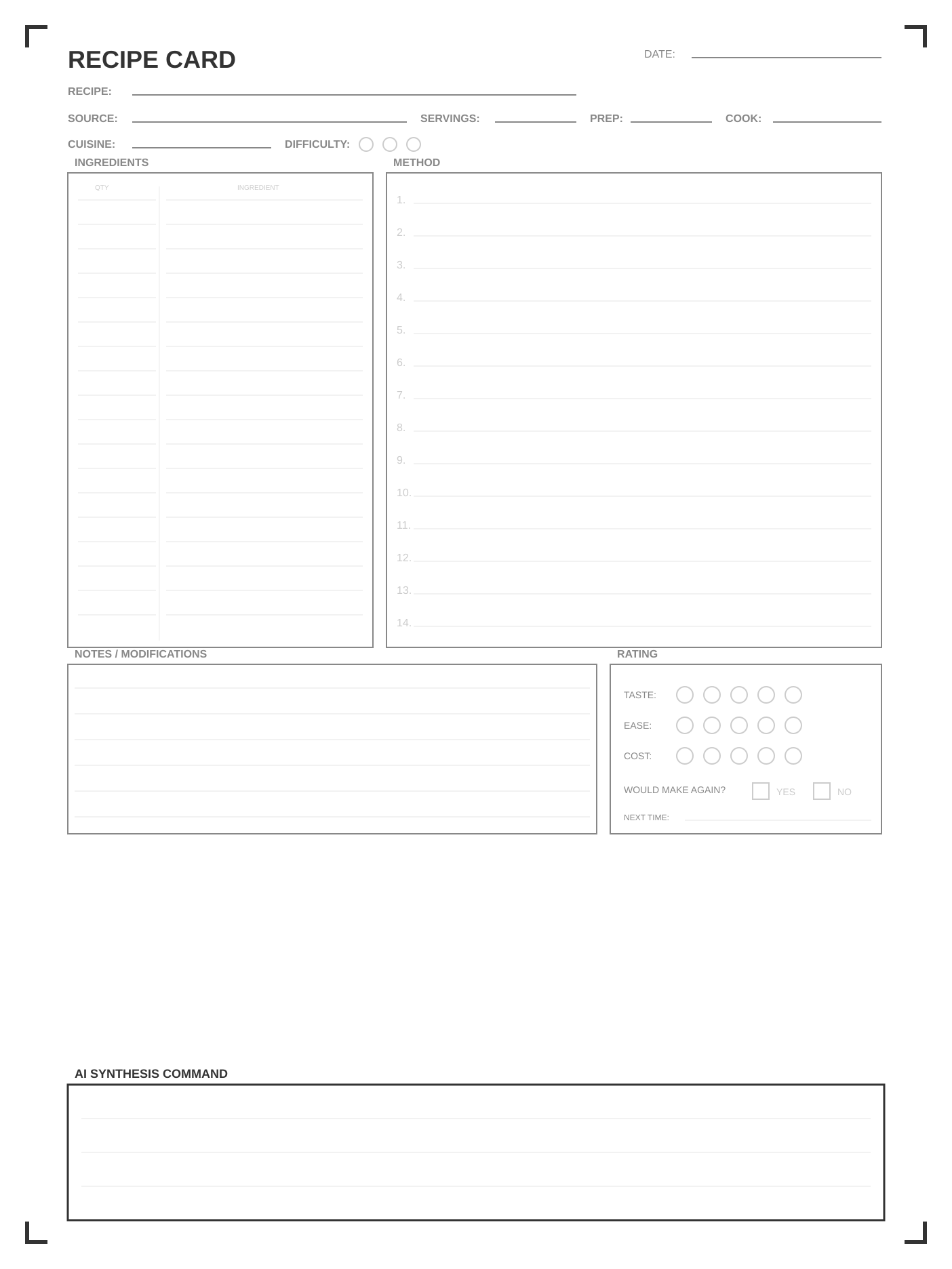Recipe Card template
